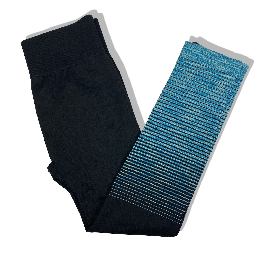 YELETE Workout Yoga Exercise Black Stripe Leggings